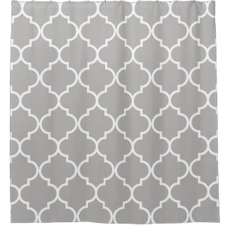 Grey and White Moroccan Trellis Quatrefoil