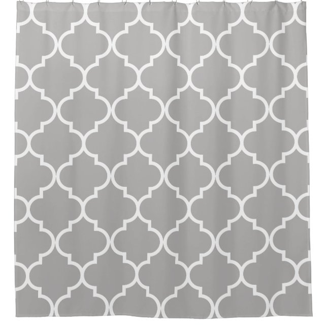 Grey and White Moroccan Trellis Quatrefoil (Front)
