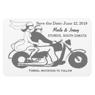 Grey and white motorcycle save the date magnet