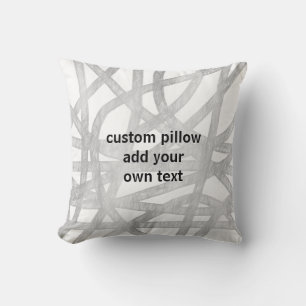 grey and white painted design add your quote text throw pillow
