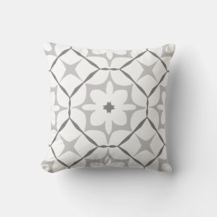 Grey and White Pattern  Throw Pillow