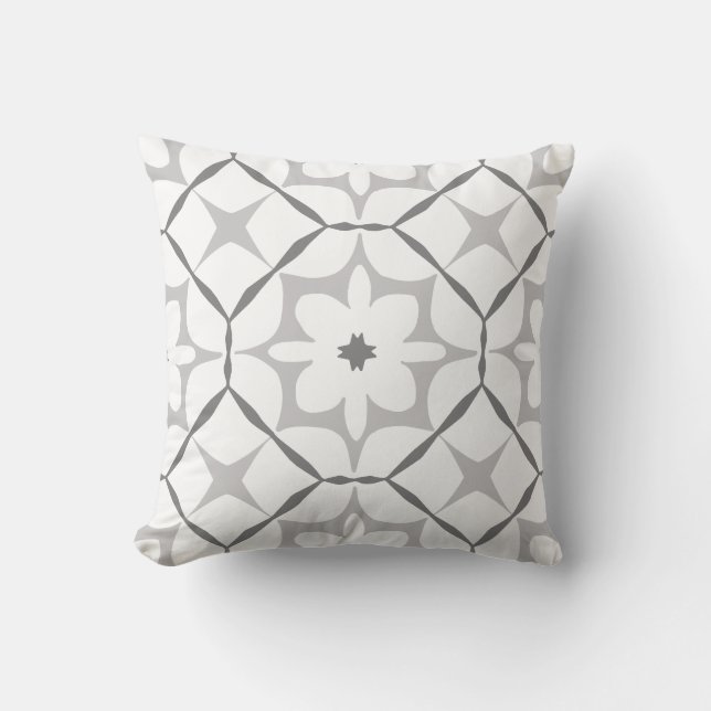 Grey and White Pattern  Throw Pillow (Front)