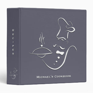Grey and White Personalized Chef Cookbook Binder