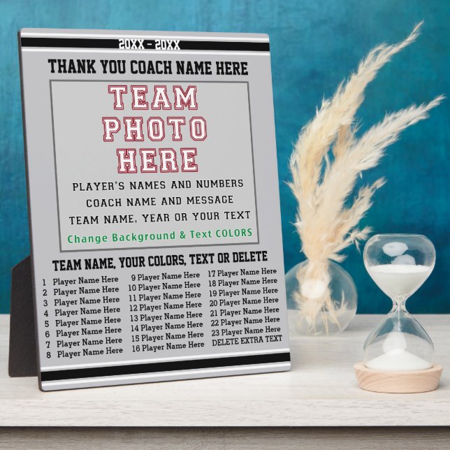 Grey and White Personalized Coach Gifts Your COLOR Plaque (Side)