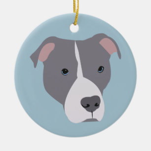 Grey and White Pitbull Ceramic Ornament