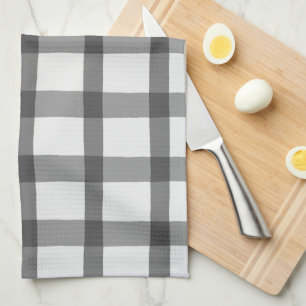 Grey and White Plaid Kitchen Towel