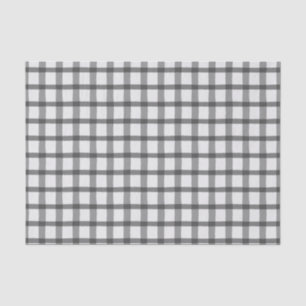 Grey and White Plaid Tissue Paper