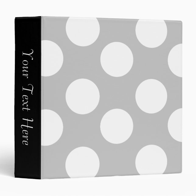 Grey and White Polka Dot 3-Ring Binder (Front/Spine)