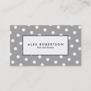 Grey and white polka dot pattern business card