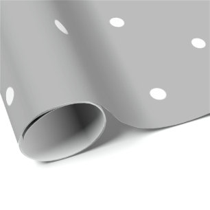 Grey and White Polka Dot Pattern Wrapping Paper