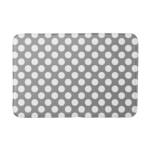 Grey and white polka dots bath mat