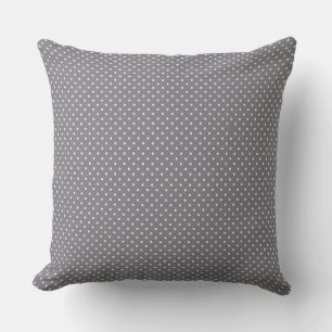 Grey And White Polka Dots Throw Pillow