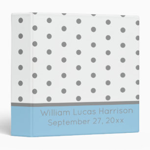 Grey and White Polka Dots With Cottage Blue Memory Binder