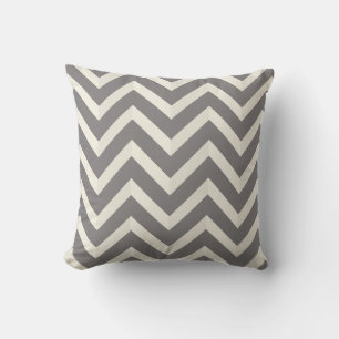 Grey and White Shadow Chevron Stripes Pattern Throw Pillow