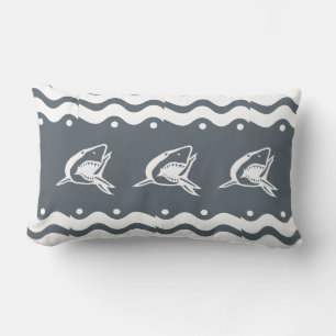 Grey and white Shark Lumbar Pillow