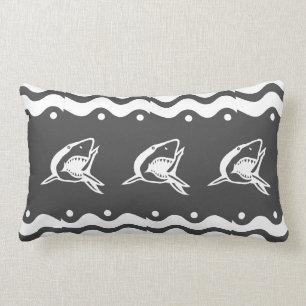 Grey and white Shark Lumbar Pillow