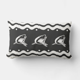 Grey and white Shark Lumbar Pillow
