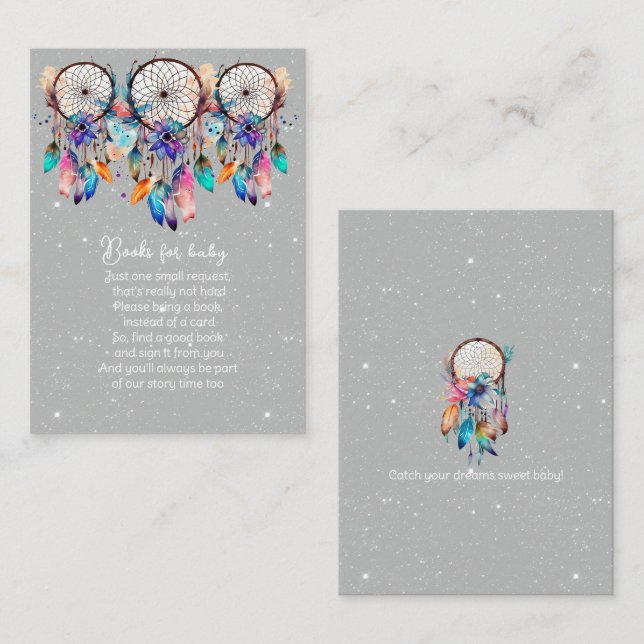 Grey and White Shower Books for Baby  Enclosure Card (Front/Back)