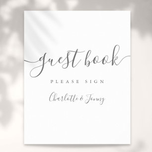 Grey And White Signature Script Guest Book Sign