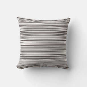 Grey and White Simple Modern Striped Pattern Throw Pillow