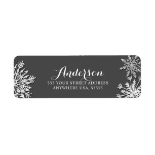 Grey and White Snowflakes Christmas Label