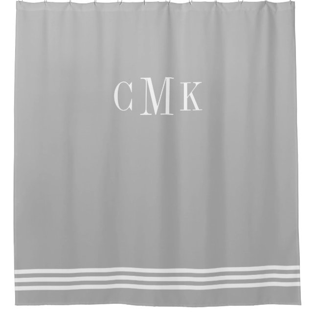 Grey and White Sophisticated Stripes and Monogram (Front)