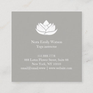 Grey and White Square Simple Lotus Business Card