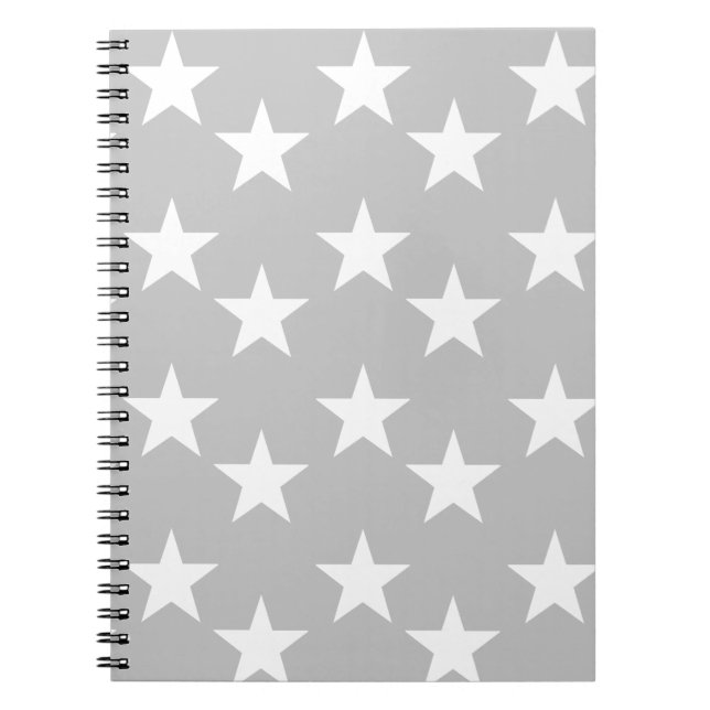 Grey and White Star Print Notebook (Front)