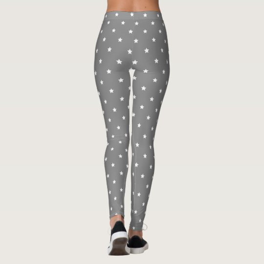 Grey And White Stars Pattern Leggings