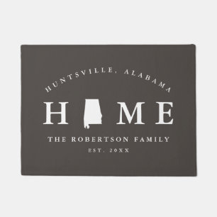 Grey and White State of Alabama Map Mat,  Doormat