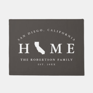Grey and White State of California Map Mat, Doormat