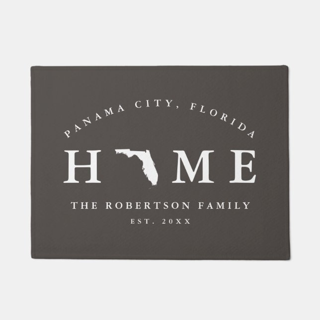 Grey and White State of Florida Map Mat, Doormat (Front)