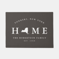 Grey and White State of New York Map Mat, Doormat