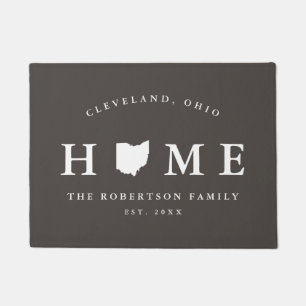 Grey and White State of Ohio Map Mat,  Doormat
