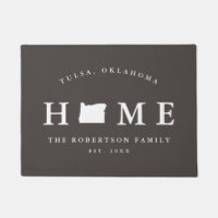 Grey and White State of Oregon Map Mat, Doormat