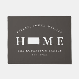 Grey and White State of South Dakota Map Mat, Doormat