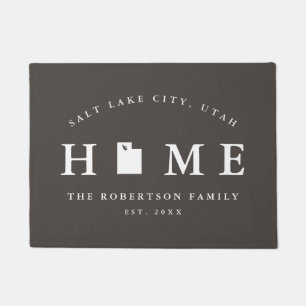 Grey and White State of Utah Map Mat, Doormat