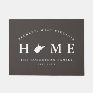 Grey and White State of West Virginia Map Mat, Doormat