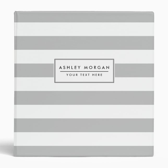 Grey and White Stripe Pattern Binder (Front)