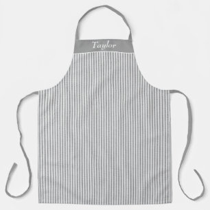 Grey and White Stripe Personalized Apron