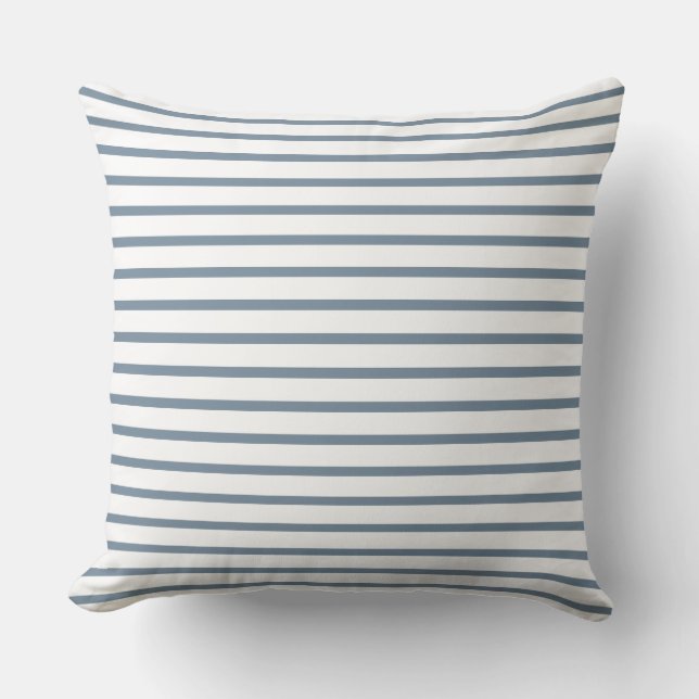 Grey And White Striped Throw Pillow (Front)