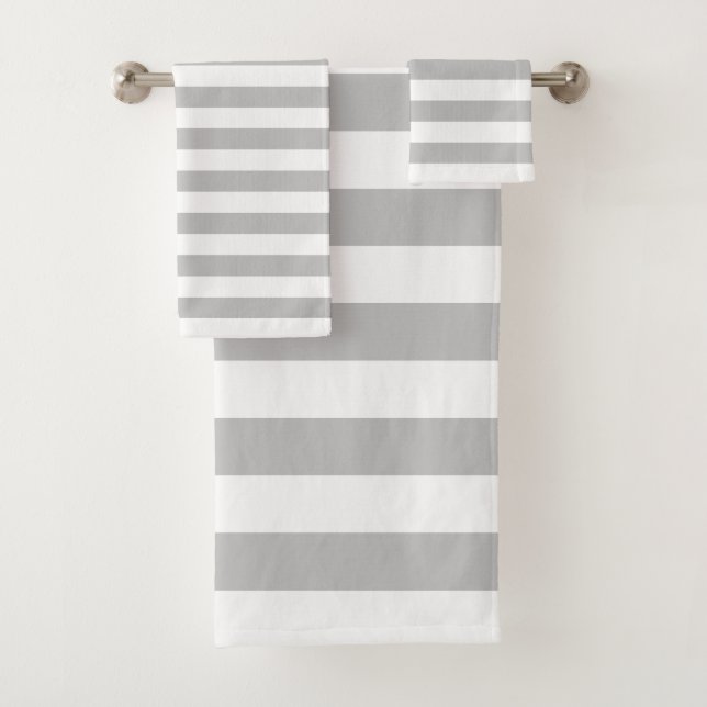 Grey And White Striped Towel Set (Insitu)