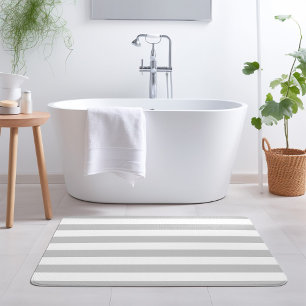 Grey and White Stripes Editable Colours Bath Mat