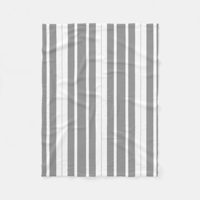 Grey and white Stripes Fleece Blanket (Front)