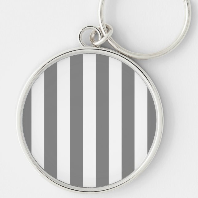 Grey and White Stripes Keychain (Front)