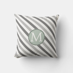 Grey and White Stripes Throw Pillow
