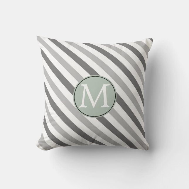 Grey and White Stripes Throw Pillow (Front)