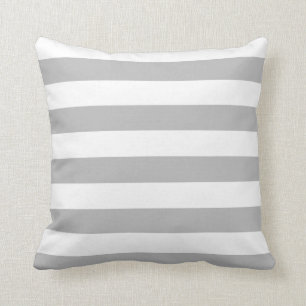 Grey and White Stripes Throw Pillow