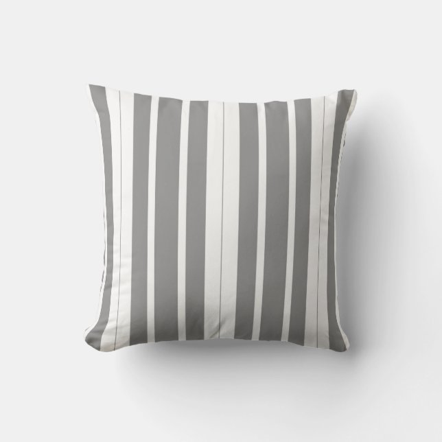 Grey and white Stripes Throw Pillow (Front)