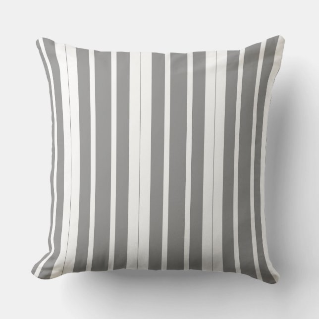 Grey and white Stripes Throw Pillow (Front)
